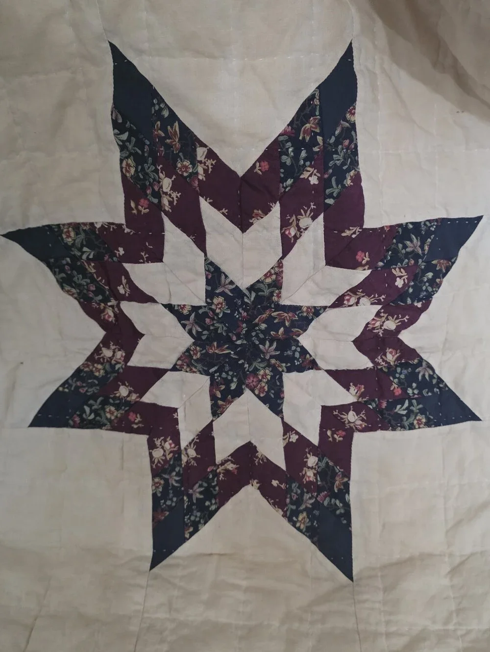VTG Handcrafted Patchwork Blazing Star Pillow Sham 18 x 24 Americana - Buttons